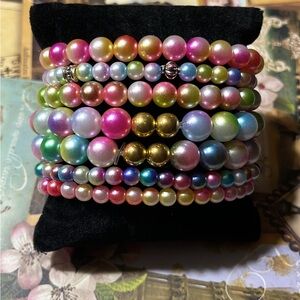 Colorful Pearl Beaded Bracelet Set